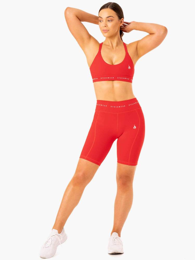 Women's Ryderwear Women Shorts Reflex High Waisted Bike Shorts Red | NZ2101BC