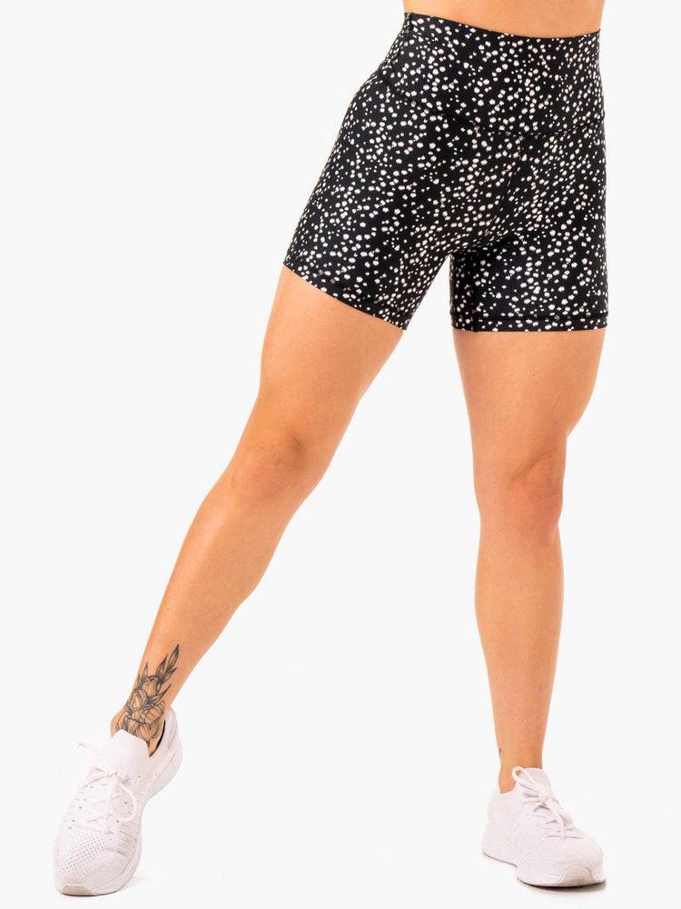 Women's Ryderwear Women Shorts Reform High Waisted Shorts Black Speckle | NZ2185RW