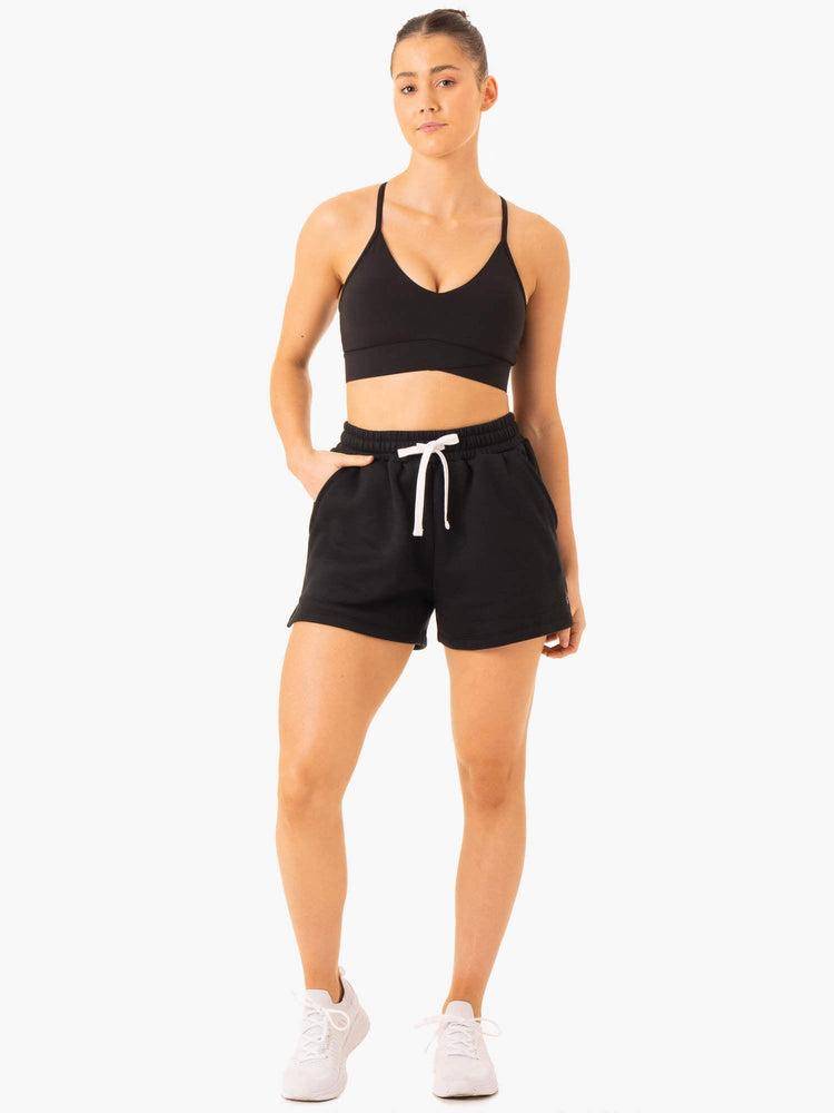 Women's Ryderwear Women Shorts Restore Track Shorts Black | NZ2074VD