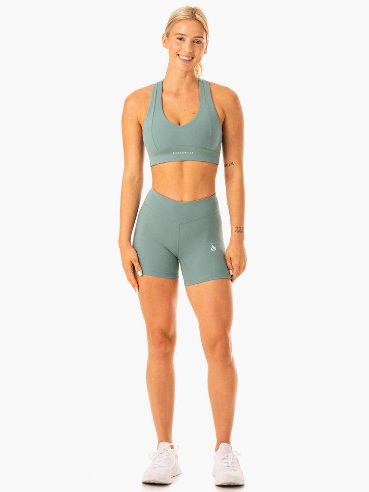 Women's Ryderwear Women Shorts Revival Scrunch Bum Shorts Sage Green | NZ2119HK