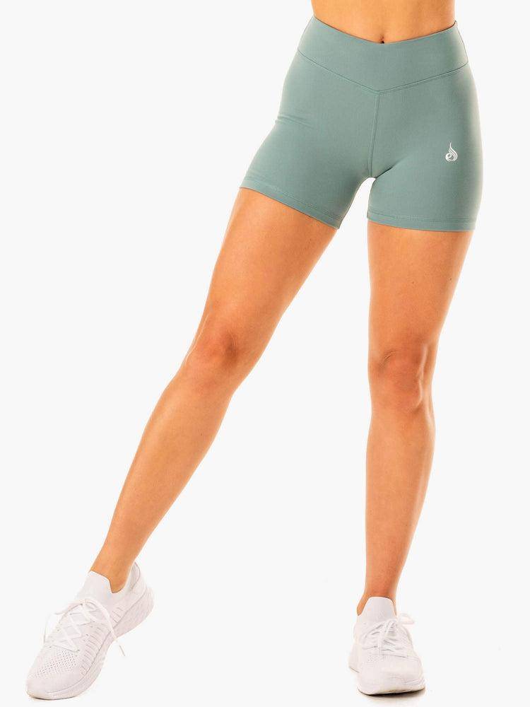 Women\'s Ryderwear Women Shorts Revival Scrunch Bum Shorts Sage Green | NZ2119HK