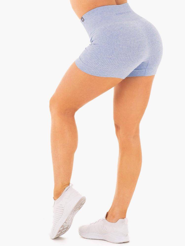 Women's Ryderwear Women Shorts Rib Seamless Shorts Blue Marl | NZ1948QZ