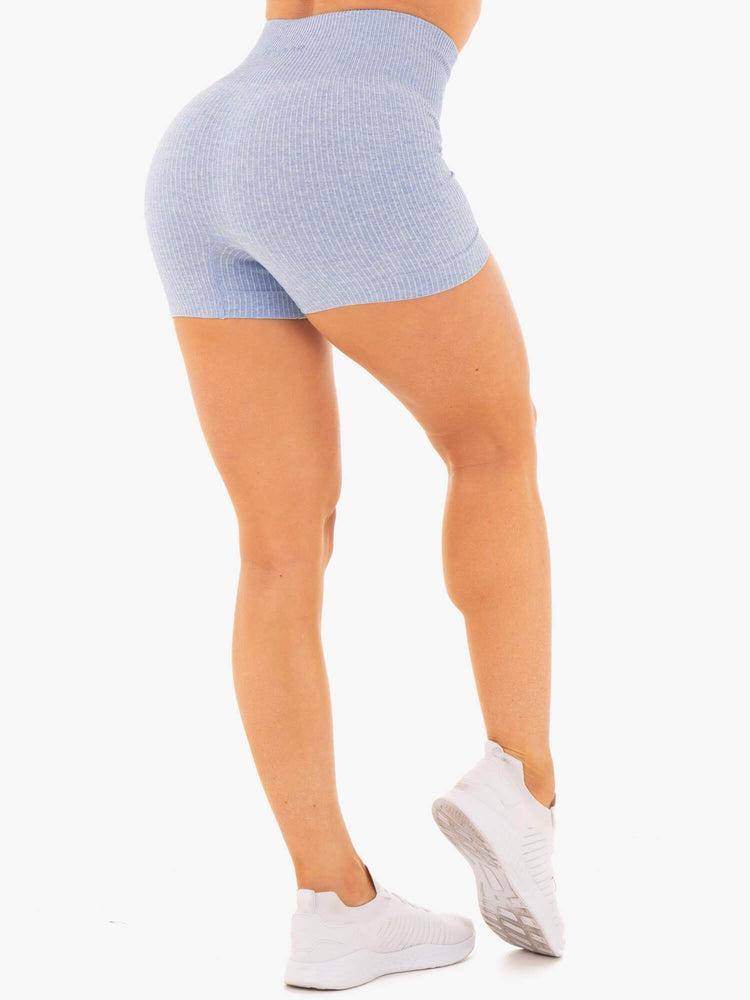 Women's Ryderwear Women Shorts Rib Seamless Shorts Blue Marl | NZ1948QZ