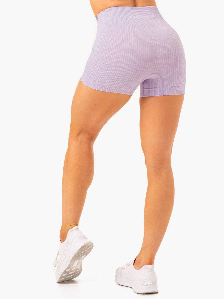 Women's Ryderwear Women Shorts Rib Seamless Shorts Lavender Marl | NZ1962GL