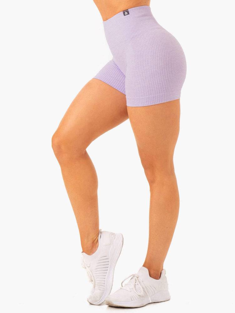 Women's Ryderwear Women Shorts Rib Seamless Shorts Lavender Marl | NZ1962GL