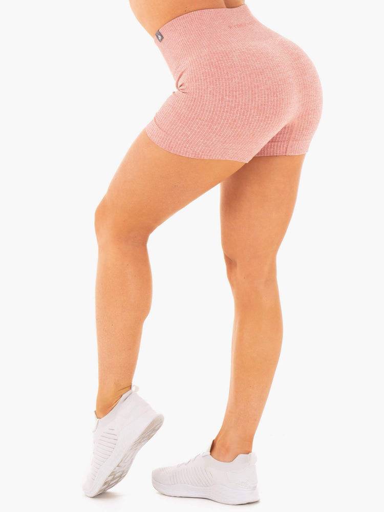 Women's Ryderwear Women Shorts Rib Seamless Shorts Blush Marl | NZ1965KI