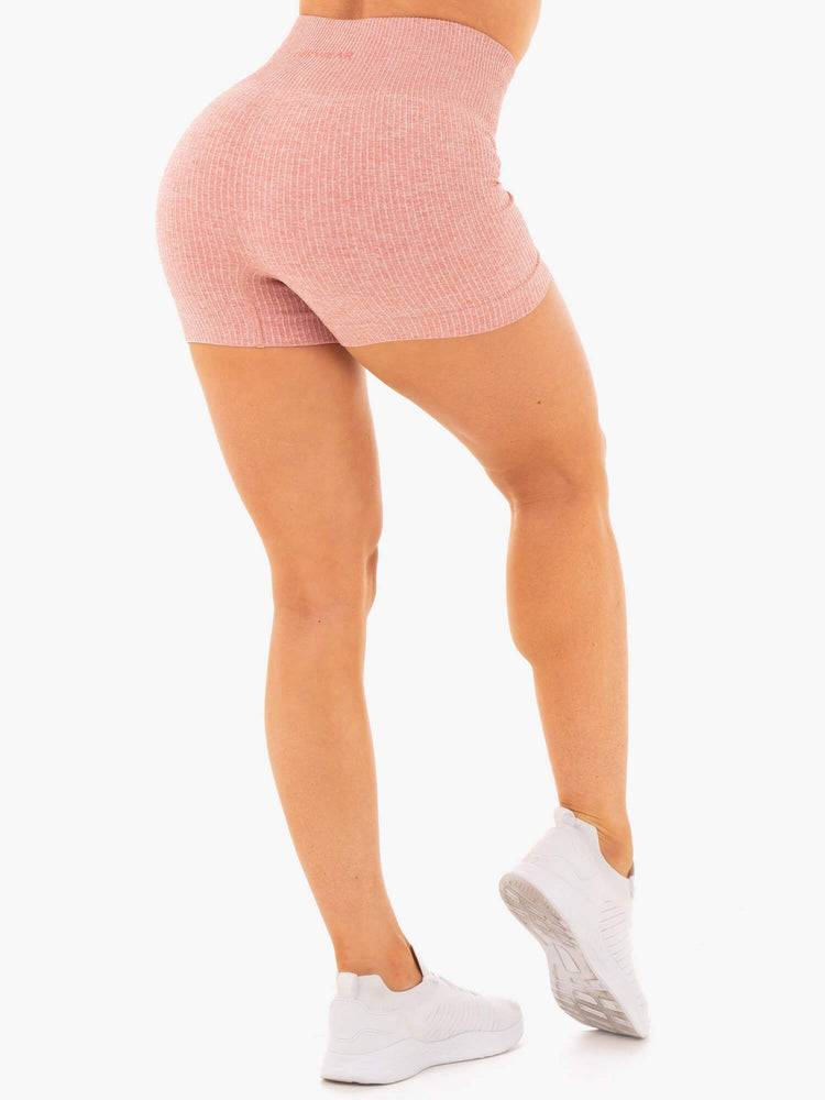 Women's Ryderwear Women Shorts Rib Seamless Shorts Blush Marl | NZ1965KI