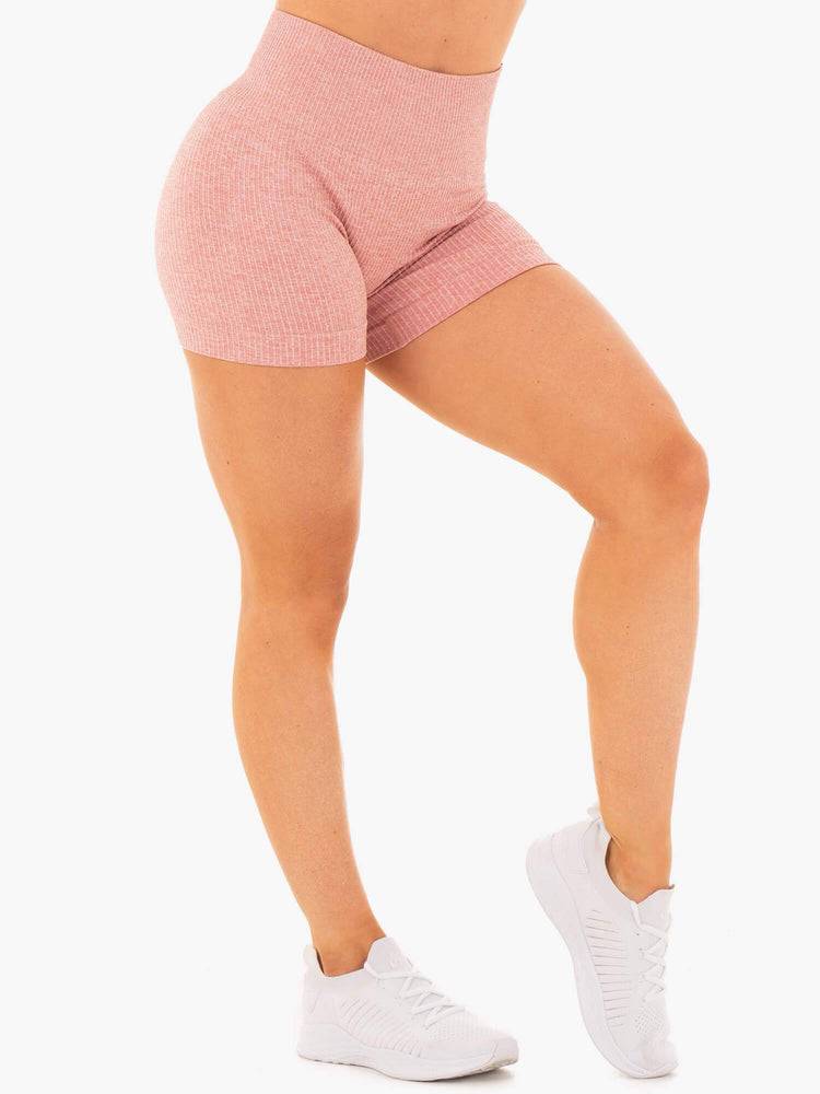 Women's Ryderwear Women Shorts Rib Seamless Shorts Blush Marl | NZ1965KI