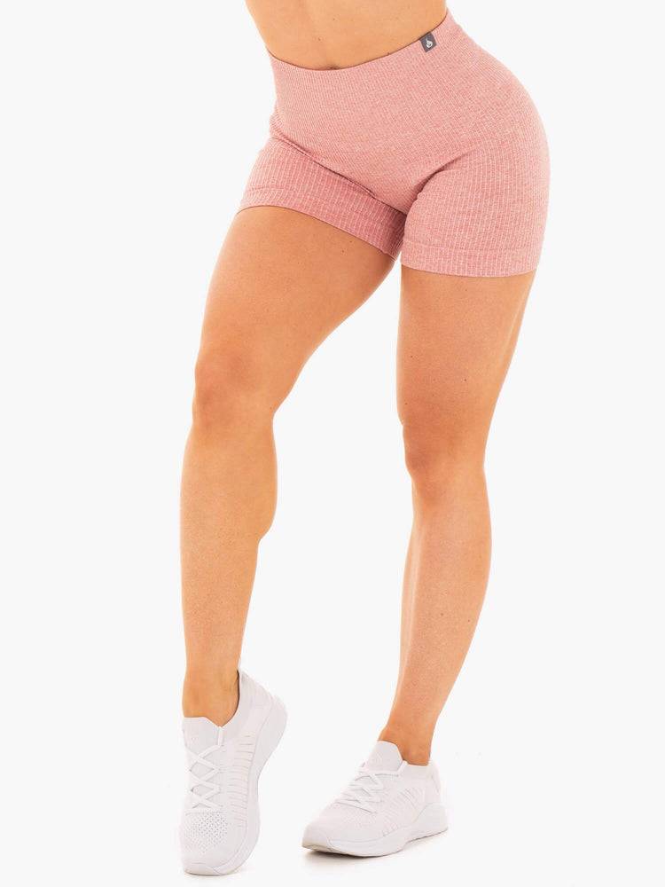 Women\'s Ryderwear Women Shorts Rib Seamless Shorts Blush Marl | NZ1965KI