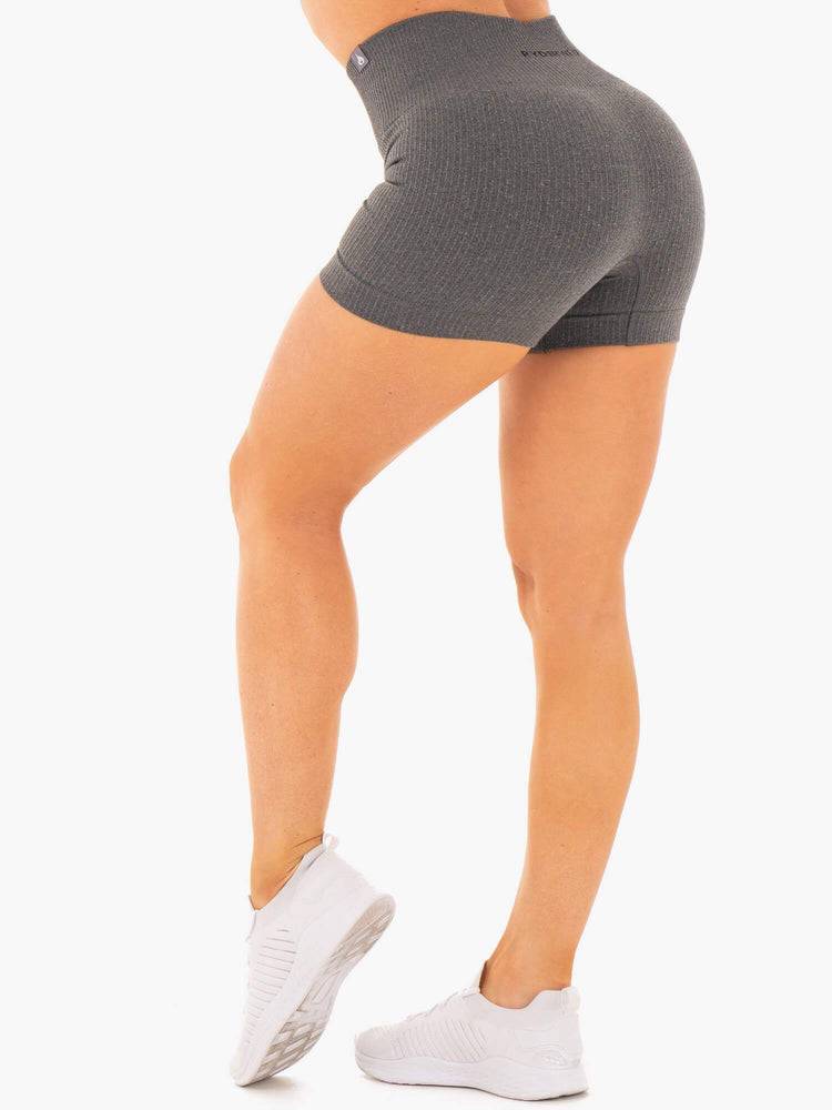 Women's Ryderwear Women Shorts Rib Seamless Shorts Charcoal Marl | NZ2021CE