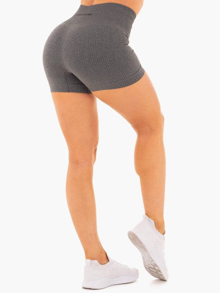 Women's Ryderwear Women Shorts Rib Seamless Shorts Charcoal Marl | NZ2021CE