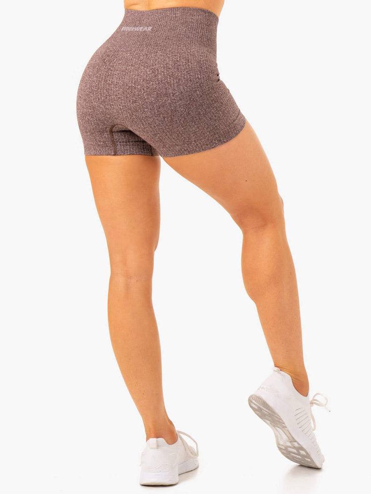 Women's Ryderwear Women Shorts Rib Seamless Shorts Chocolate Marl | NZ2164OR