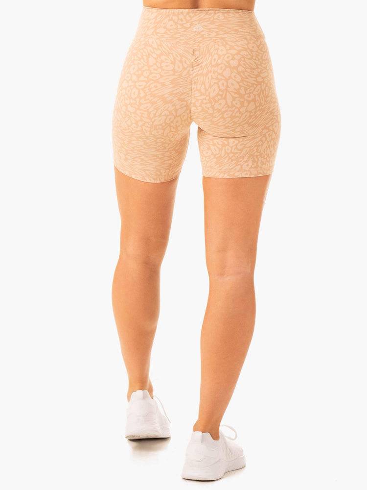 Women's Ryderwear Women Shorts Rotation High Waisted Scrunch Shorts Sandstone Leopard | NZ2090DN