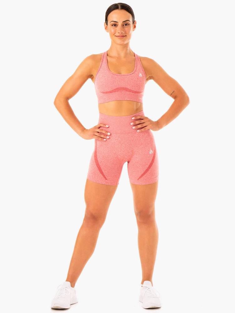 Women's Ryderwear Women Shorts Sculpt Seamless Shorts Pink Marl | NZ1984AP