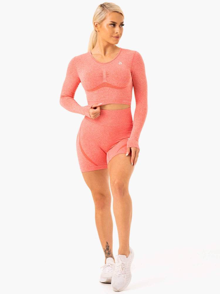 Women's Ryderwear Women Shorts Sculpt Seamless Shorts Peach Marl | NZ1990JJ