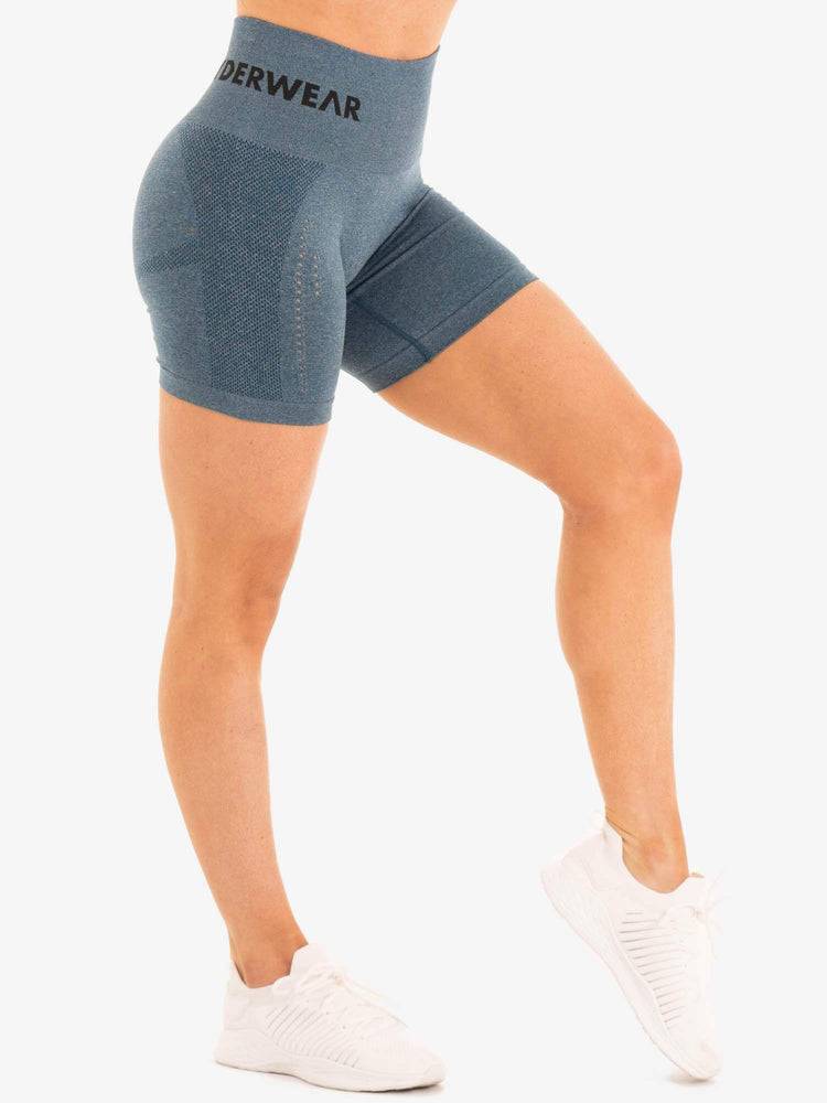 Women's Ryderwear Women Shorts Seamless Staples Shorts Teal Marl | NZ2041HK