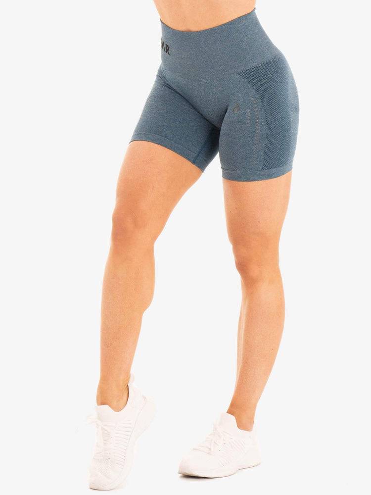 Women\'s Ryderwear Women Shorts Seamless Staples Shorts Teal Marl | NZ2041HK