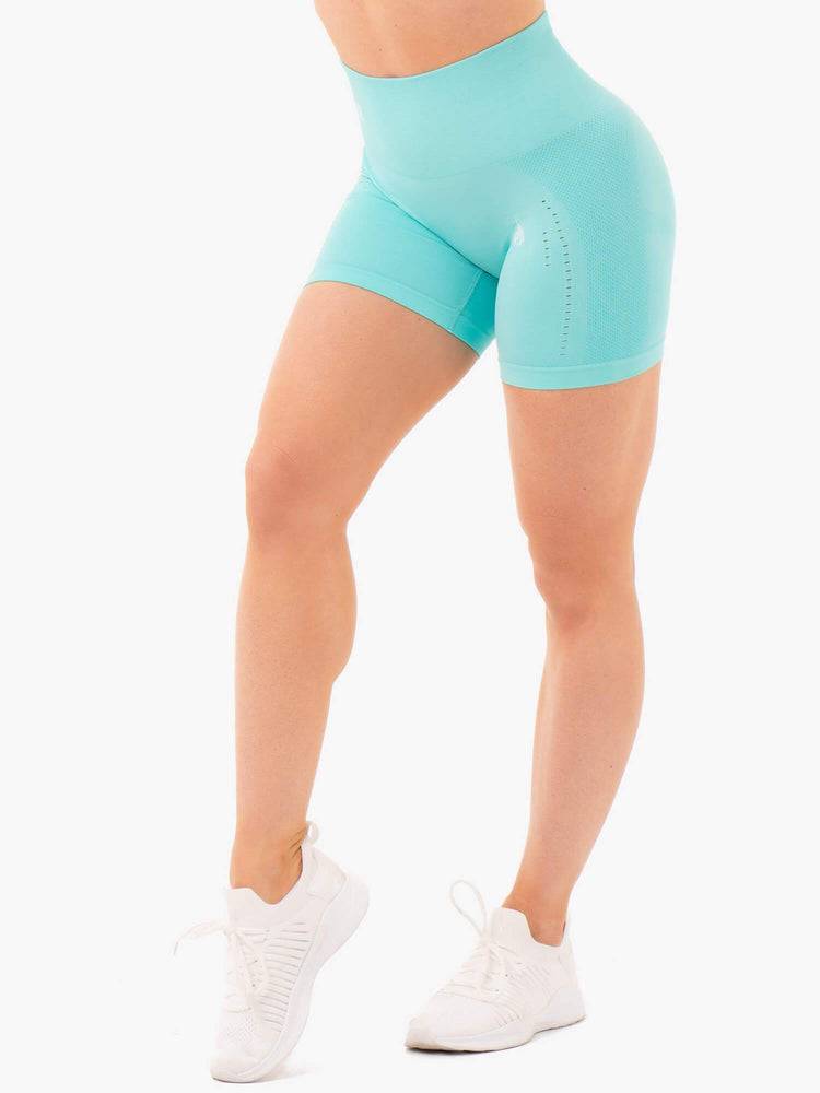 Women\'s Ryderwear Women Shorts Seamless Staples Shorts Aqua Marl | NZ2042JJ