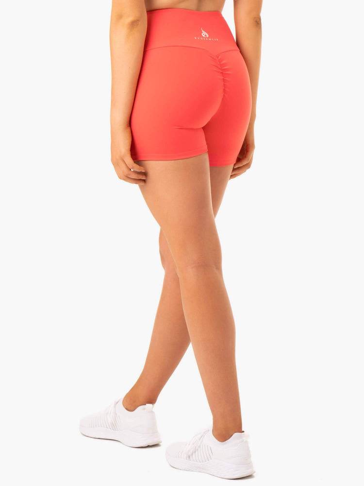 Women's Ryderwear Women Shorts Staples Scrunch Bum Mid Length Shorts Coral | NZ1945BC