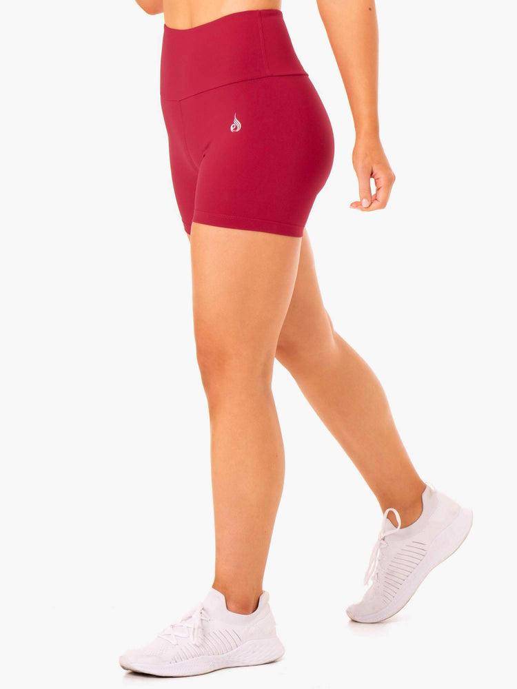 Women's Ryderwear Women Shorts Staples Scrunch Bum Mid Length Shorts Wine Red | NZ1988GL