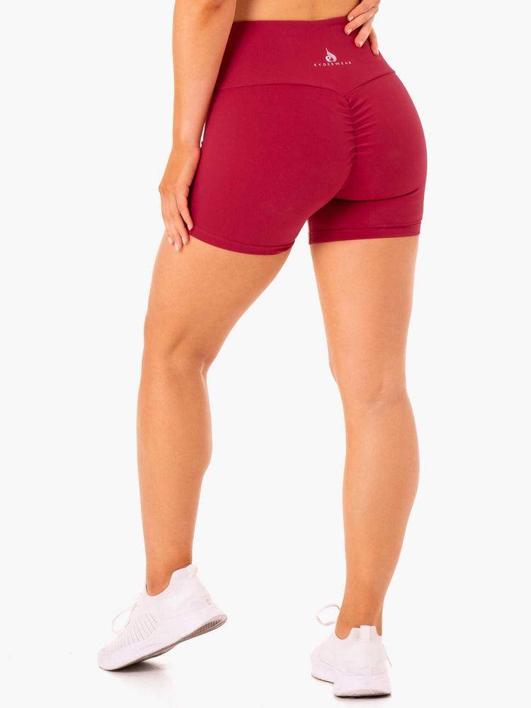 Women\'s Ryderwear Women Shorts Staples Scrunch Bum Mid Length Shorts Wine Red | NZ1988GL