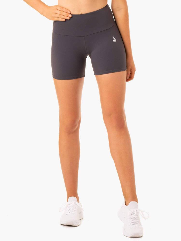 Women's Ryderwear Women Shorts Staples Scrunch Bum Mid Length Shorts Charcoal | NZ1997BC