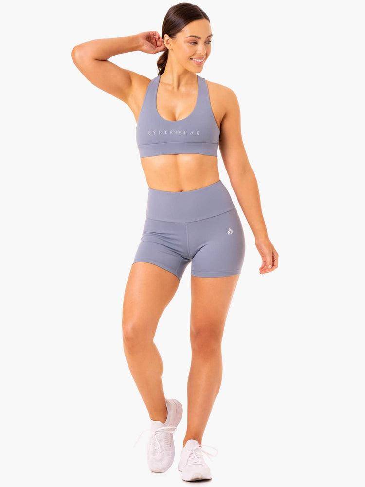 Women's Ryderwear Women Shorts Staples Scrunch Bum Mid Length Shorts Steel Grey | NZ2010AP