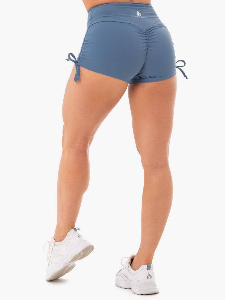 Women's Ryderwear Women Shorts Staples Scrunch Bum Tie Up Shorts Steel Blue | NZ2023BC