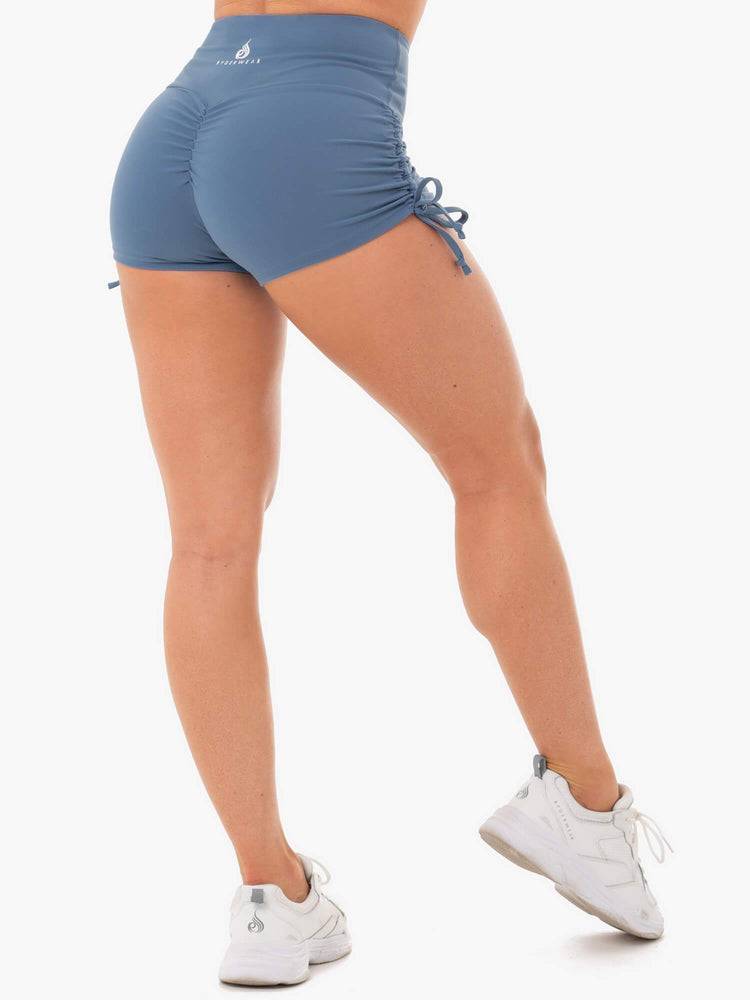 Women's Ryderwear Women Shorts Staples Scrunch Bum Tie Up Shorts Steel Blue | NZ2023BC