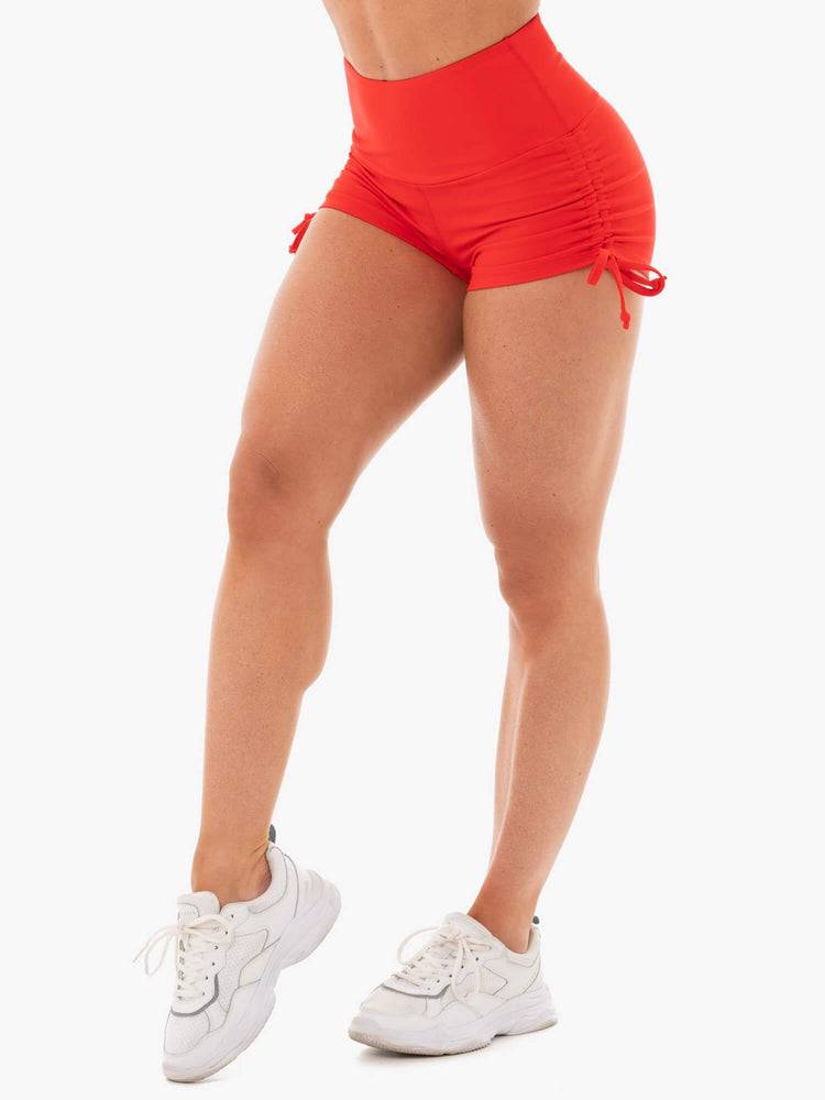 Women\'s Ryderwear Women Shorts Staples Scrunch Bum Tie Up Shorts Red | NZ2033IS