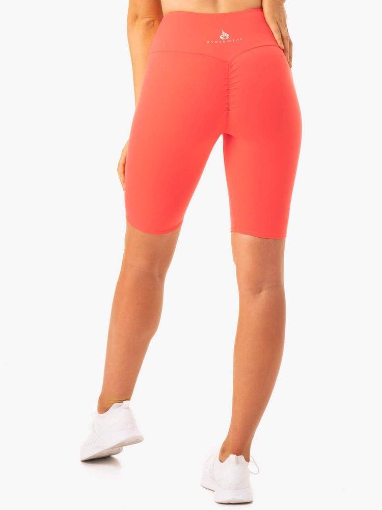 Women's Ryderwear Women Shorts Staples Scrunch Bum Bike Shorts Coral | NZ2112OR