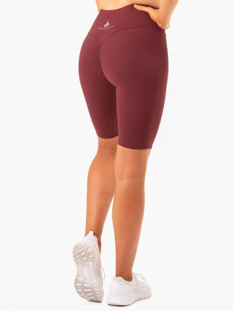 Women's Ryderwear Women Shorts Staples Scrunch Bum Bike Shorts Burgundy | NZ2126VD