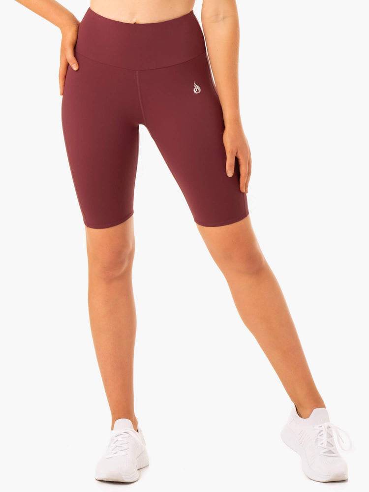 Women's Ryderwear Women Shorts Staples Scrunch Bum Bike Shorts Burgundy | NZ2126VD