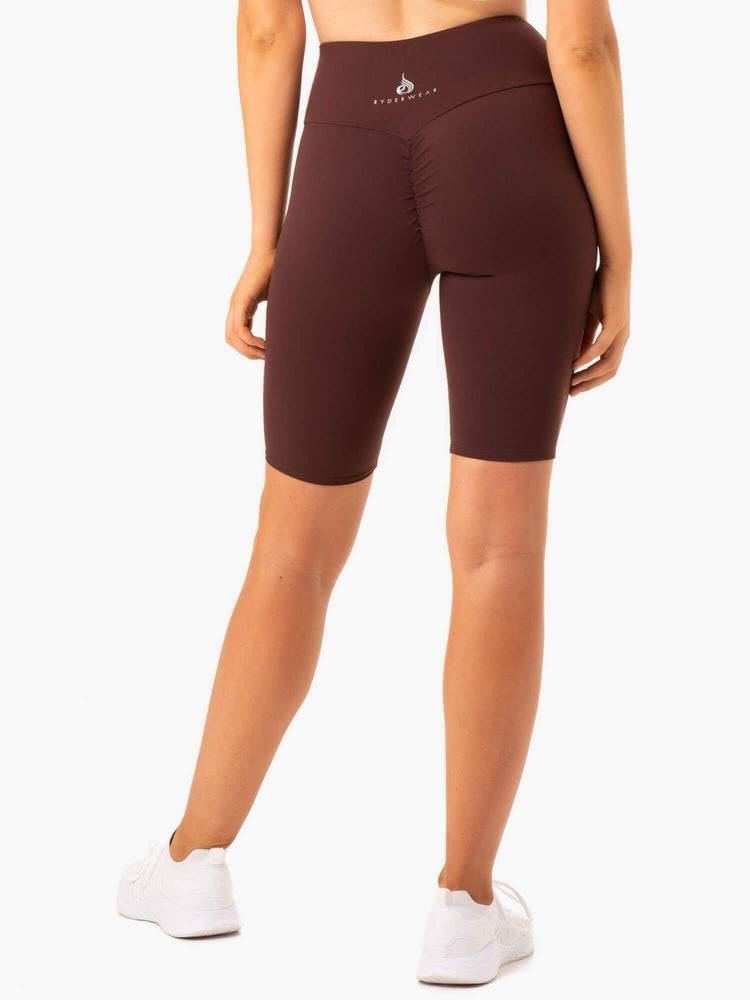 Women's Ryderwear Women Shorts Staples Scrunch Bum Bike Shorts Chocolate | NZ2143FM