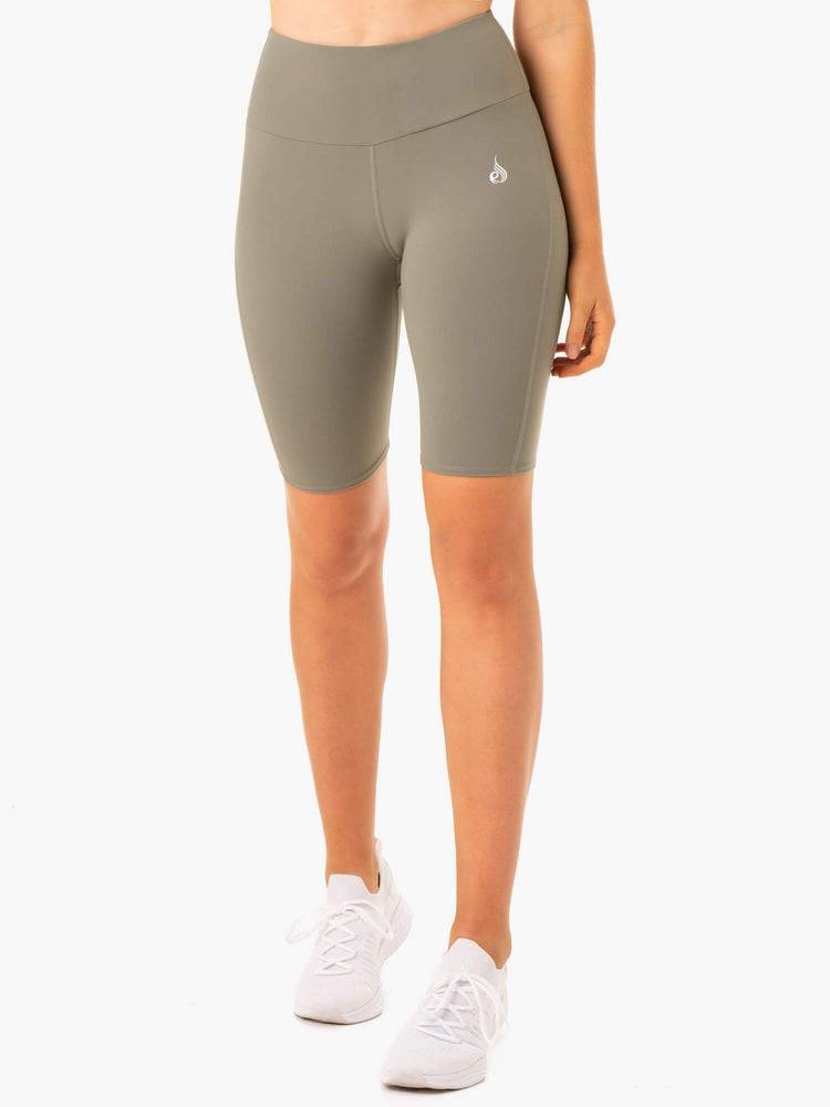 Women's Ryderwear Women Shorts Staples Scrunch Bum Bike Shorts Khaki | NZ2152VD