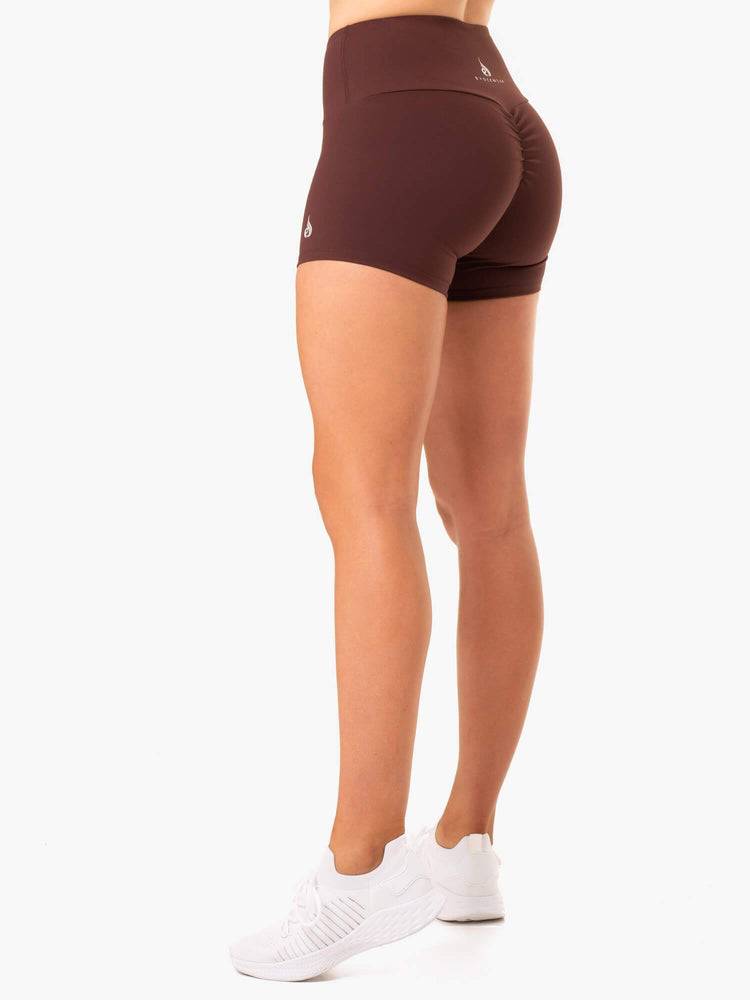 Women's Ryderwear Women Shorts Staples Scrunch Bum Booty Shorts Chocolate | NZ2163IS