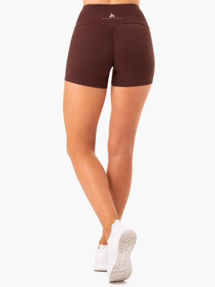 Women's Ryderwear Women Shorts Staples Scrunch Bum Booty Shorts Chocolate | NZ2163IS