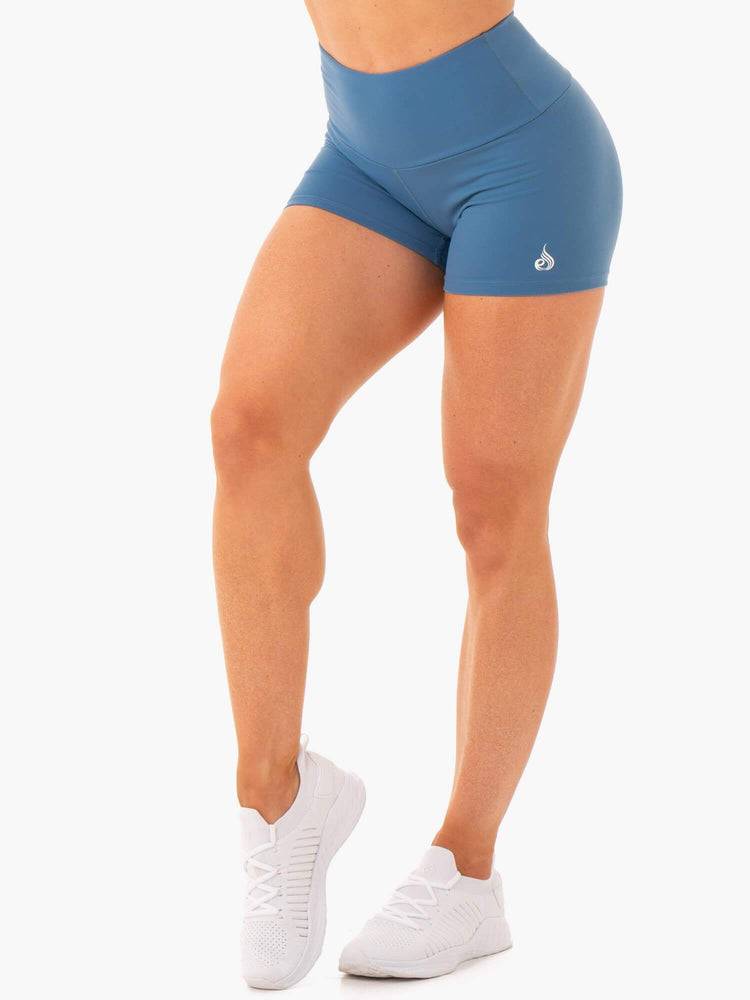 Women\'s Ryderwear Women Shorts Staples Scrunch Bum Booty Shorts Steel Blue | NZ2166AP