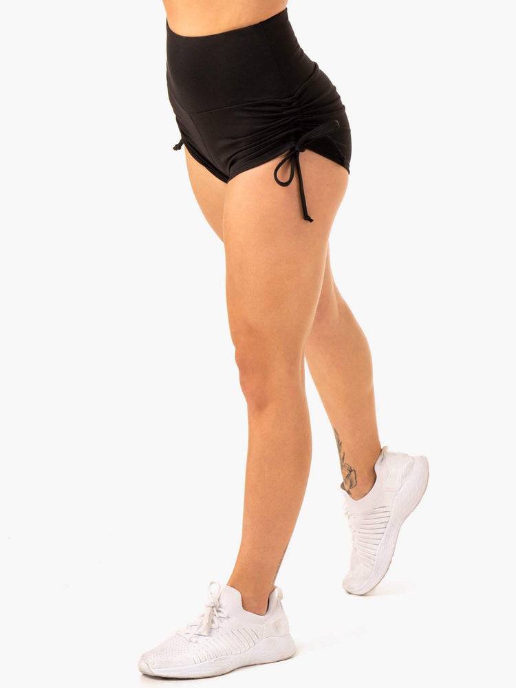 Women's Ryderwear Women Shorts Staples Scrunch Bum Tie Up Shorts Black | NZ2187YU