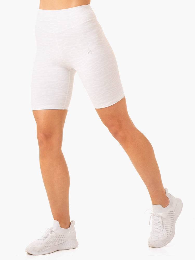 Women's Ryderwear Women Shorts Transform Mid Length Shorts White Zebra | NZ2063SO