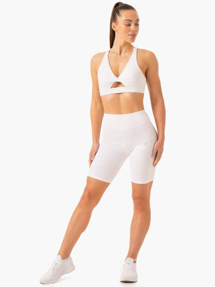 Women's Ryderwear Women Shorts Transform Mid Length Shorts White Zebra | NZ2063SO