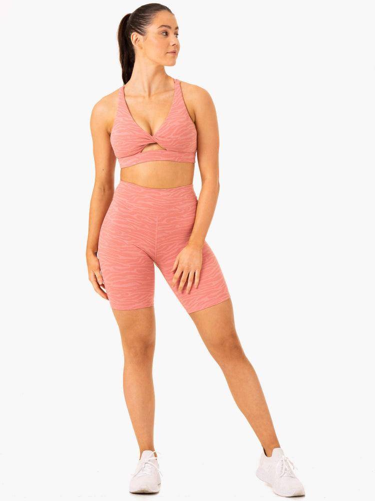 Women's Ryderwear Women Shorts Transform Mid Length Shorts Pink Zebra | NZ2080EX