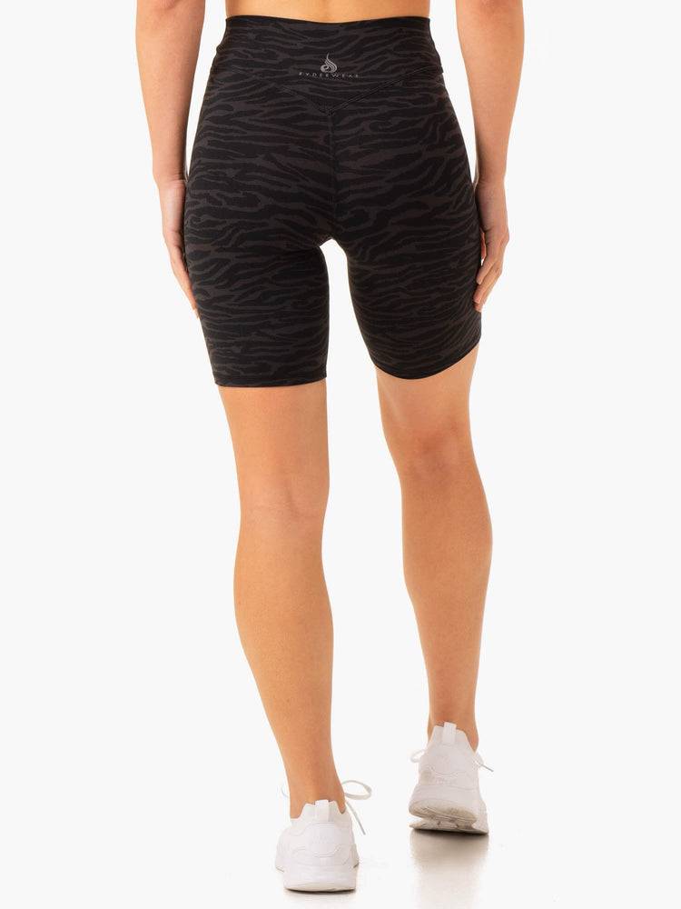 Women's Ryderwear Women Shorts Transform Mid Length Shorts Black Zebra | NZ2096LH