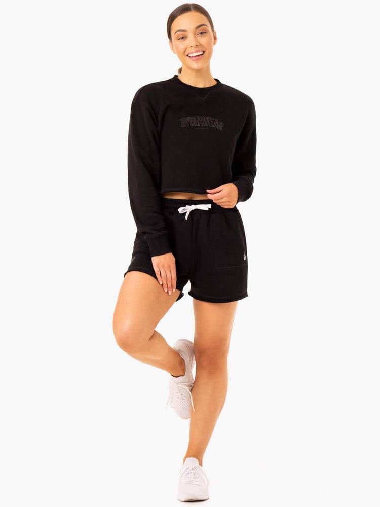 Women's Ryderwear Women Shorts Ultimate Longline Track Shorts Black | NZ2141SO