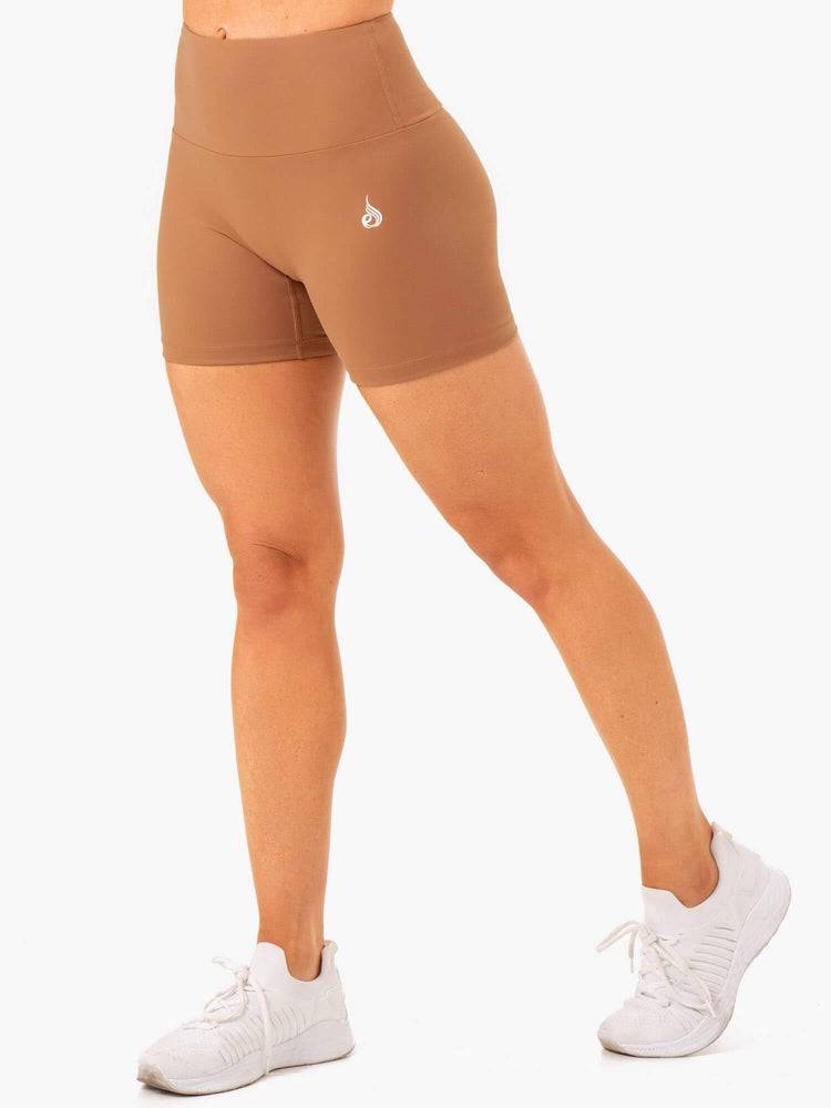 Women's Ryderwear Women Shorts Vital Mid Length Scrunch Shorts Mocha | NZ2111IS