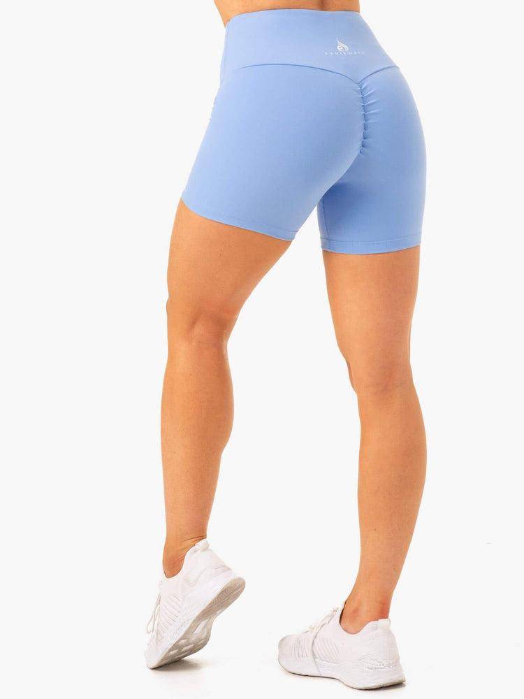 Women's Ryderwear Women Shorts Vital Mid Length Scrunch Shorts Sky Blue | NZ2137IS