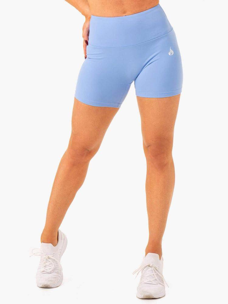 Women\'s Ryderwear Women Shorts Vital Mid Length Scrunch Shorts Sky Blue | NZ2137IS