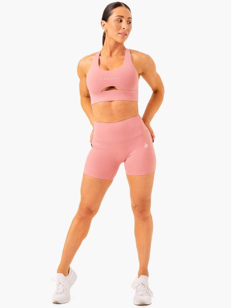 Women's Ryderwear Women Shorts Vital Mid Length Scrunch Shorts Blush Pink | NZ2151CE