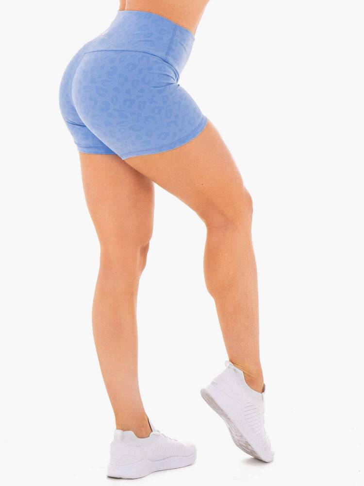 Women's Ryderwear Women Shorts Wild High Waisted Shorts Blue Leopard | NZ1966LH