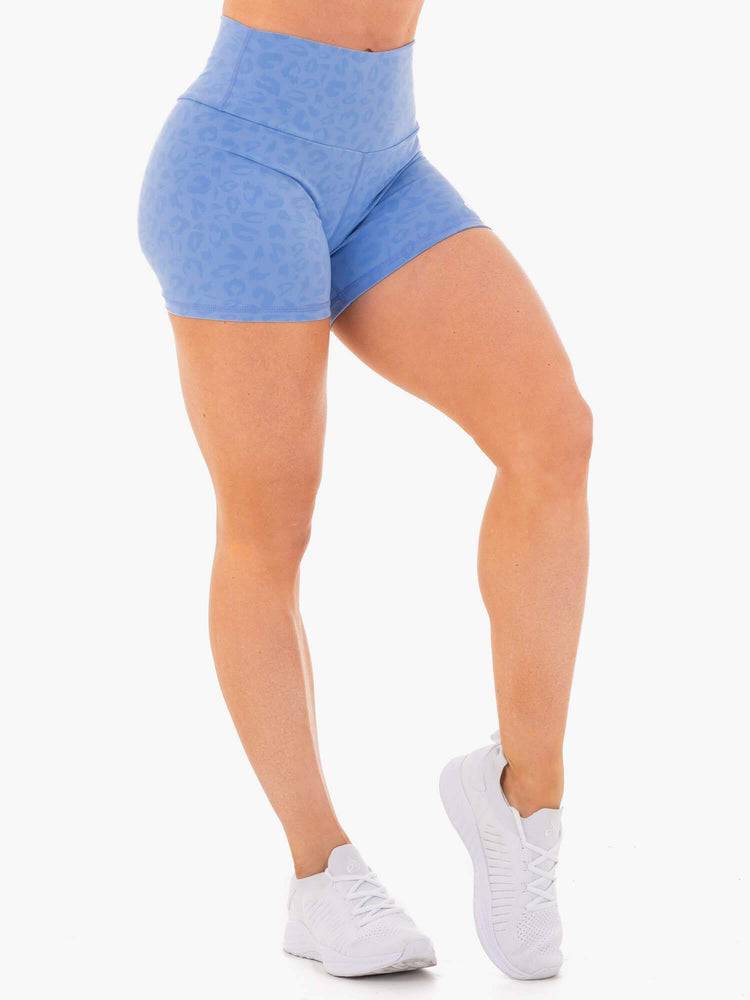 Women's Ryderwear Women Shorts Wild High Waisted Shorts Blue Leopard | NZ1966LH